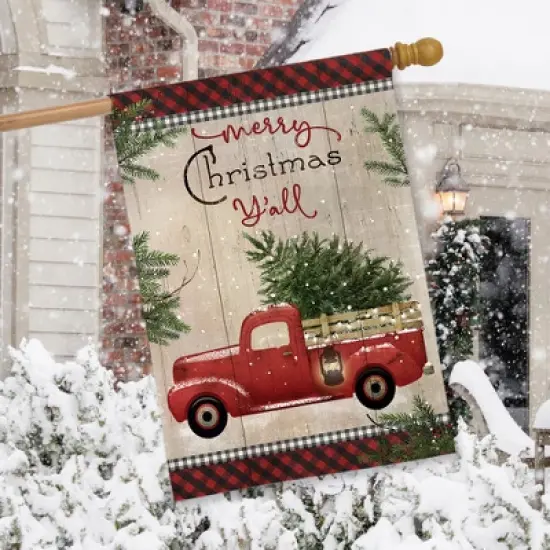 Briarwood Lane Double Sided House Flag 40x28 For Outdoor Merry Christmas Y'all For Christmas House Flag image {3}