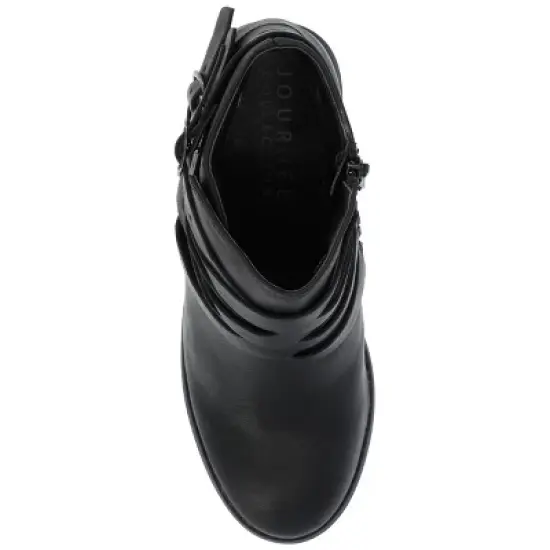 Journee Collection Womens Strap Inside Zip Stacked Heel Booties image {3}