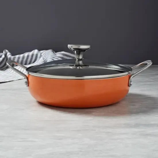 Infuse 3qt Nonstick Aluminum Caldero Orange: 3 Quart Pot, Stock Cookware, Hand Wash, Gas & Electric Compatible image {3}