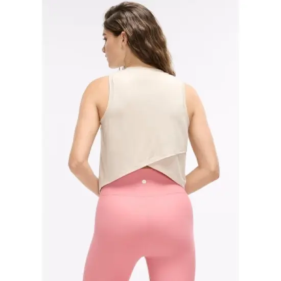 Peloton Women's Drapey Interlock Splice Back Muscle Tank, Oatmeal image {1}