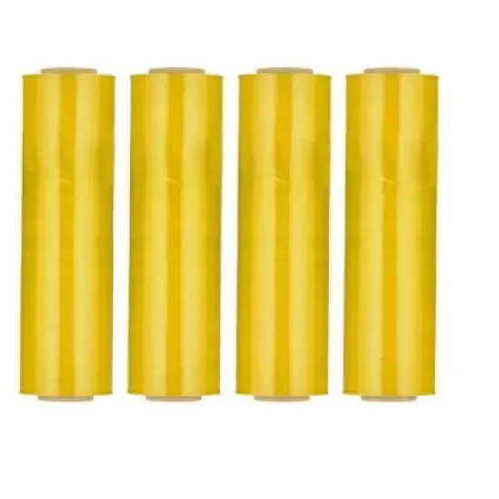 PSBM 4 Rolls Tinted Yellow Hand Pallet Stretch Wrap, 18 in. x 1500 Ft. x 47 Gauge image {1}