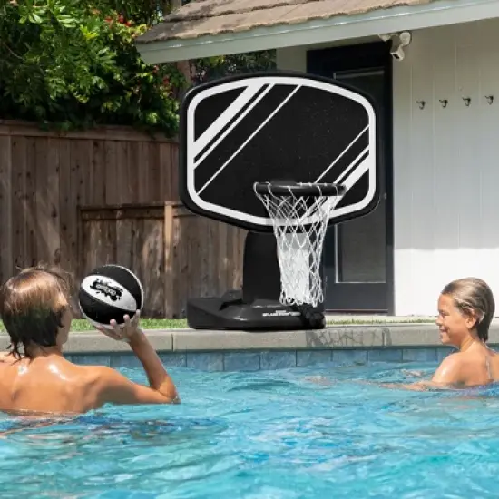 GoSports Splash Hoop PRO Swimming Pool Basketball Game - Includes Poolside Water Basketball Hoop, 2 Balls and Pump - Black image {3}