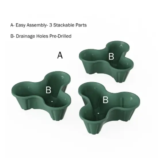 Set of 3 Stacking Planter Tower - 3-Tier Space Saving Flower Pots - Indoor/Outdoor Vertical Herb And Vegetable Planter by Pure Garden (Hunter Green) image {2}