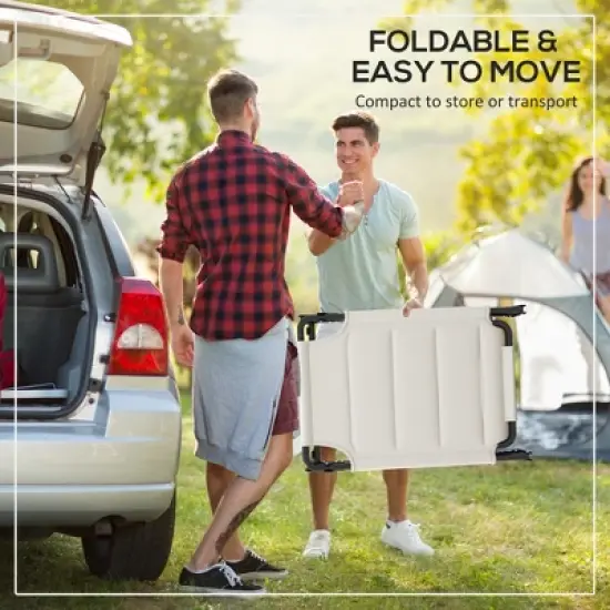 TIRAMISUBEST Set of 2 Adjustable Lounge Chairs - Outdoor Folding Chaise Lounges with Sunshade & Pillow, Reclining Tanning Chairs (Cream White) image {3}