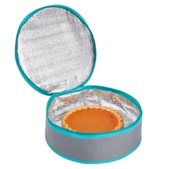 Juvale Round Thermal Insulated Casserole Carrier - Food Warmer Bag Container for Hot Lunch, Pie (Teal and Grey, 4.5x12.25 in) image {6}