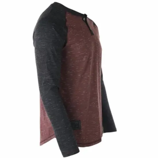 Men's 's Long Sleeve Arm Contrast Raglan Henley T-shirt - ZIMEGO image {2}