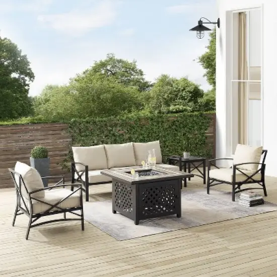 Kaplan 5pc Sofa Set with Fire Table - Oatmeal - Crosley image {7}