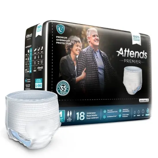 Attends Premier Disposable Underwear Pull On with Tear Away Seams Medium, ALI-UW20, Overnight image {2}