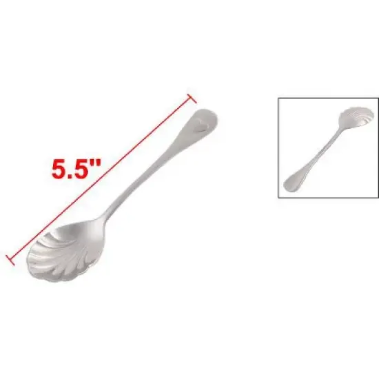 Unique Bargains Stainless Steel Household Shell-shaped Tableware Spoon Silver Tone 1 Pc image {3}