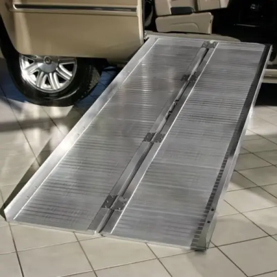 Silver Spring Mobility and Utility Ramp, 6 Foot Long Single Folding Textured Aluminum Surface, 600 lb Capacity with 2 Inch Side Rails, Silver image {3}
