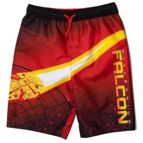 Star Wars The Mandalorian Star Wars The Child Millennium Falcon X-Wing Swim Trunks Bathing Suit Little Kid to Big Kid image {9}