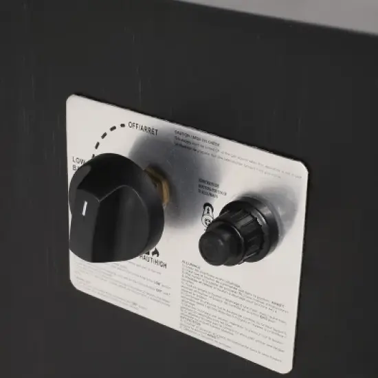 GDFStudio Romar Outdoor 50,000 BTU Rectangular Fire Pit, Dark Gray/Wood Pattern image {5}