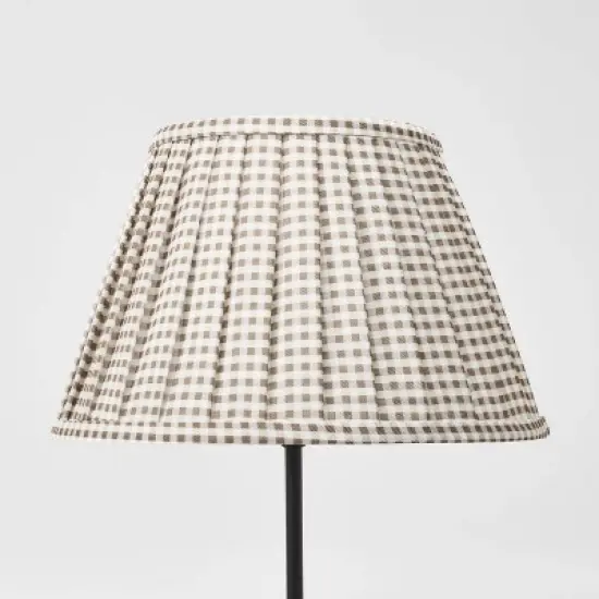 Gingham Pleated Lamp Shade Brown - Threshold&trade; designed with Studio McGee image {1}