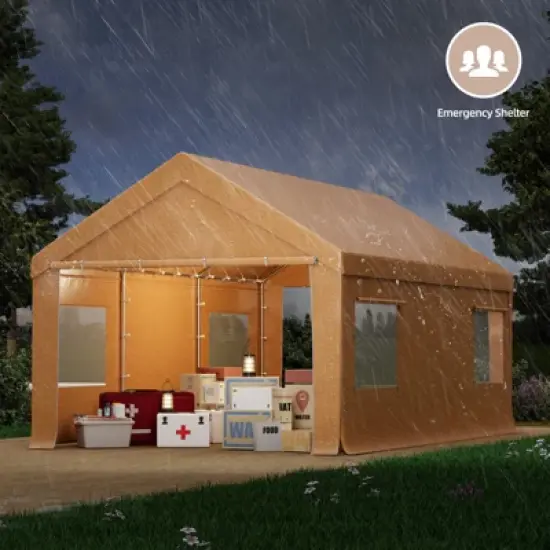 EROMMY 12 Ft X 20 Ft Car Canopy Portable Garage, Yellow image {3}