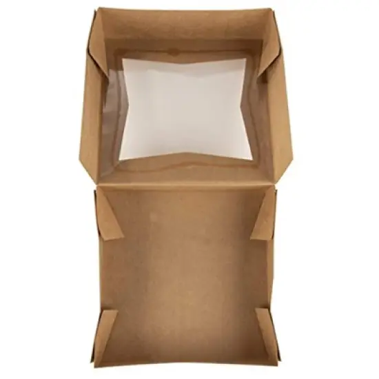 Juvale 10 Pack Pastry Box Take Out Container with Window for Bakery Cookie Cupcake Dessert, Kraft Paper 8&rdquo;x8&rdquo;x2.5&rdquo; image {5}