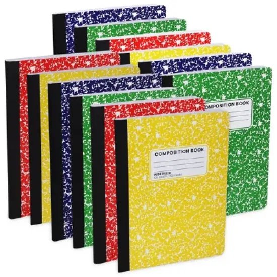 Manaloom Wide Ruled Composition Notebooks &ndash; 100 Sheets, 9.75" x 7.5", Sewn Binding &ndash; Durable Colorful Notebooks for School, Work, Journaling image {5}