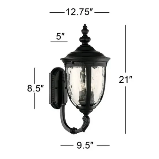 John Timberland Bellagio Vintage Rustic Outdoor Wall Light Fixture Textured Black Upbridge 21" Clear Hammered Glass for Post Exterior Barn Deck House image {7}