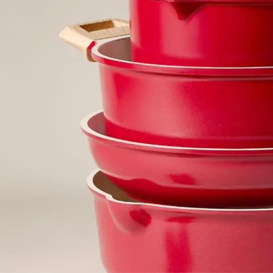 BRINJOY 10-Piece Nonstick Cookware Set - Granite Coated Induction Cooktop Safe Kitchen Set, Black image {2}