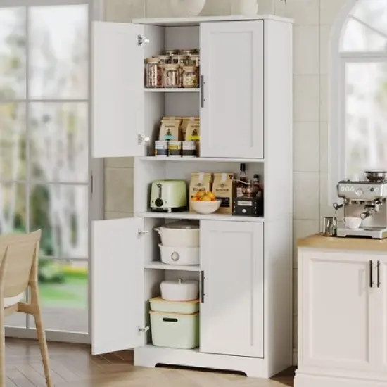 Pantry Cabinet,70" Tall Kitchen Pantry Cabinet with Doors and Adjustable Shelves, Freestanding Cupboard, Tall Storage Cabinet for Bathroom image {12}