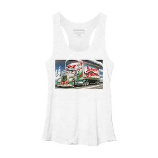 Women's Design By Humans Truck Driver Christmas Shirt Seasons Greetings By Galvanized Racerback Tank Top image {5}