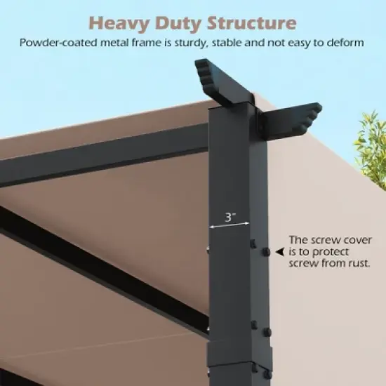 Tangkula 10 x 10 ft Flat Top Pergola w/ Retractable Canopy Outdoor Grill Gazebo image {7}