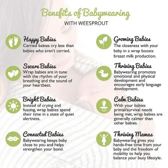 WeeSprout Baby Wraps Carrier - Child Sling for Newborn and Infant, Enhances Bonding, Ideal for Babywearing image {4}