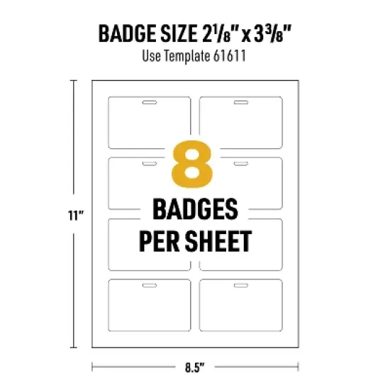 Avery Durable Wide ID Badges for Lanyards, Laser Printable on Both Sides, Blank White, 80 Total, 3.375" x 2.125" (61611) image {6}