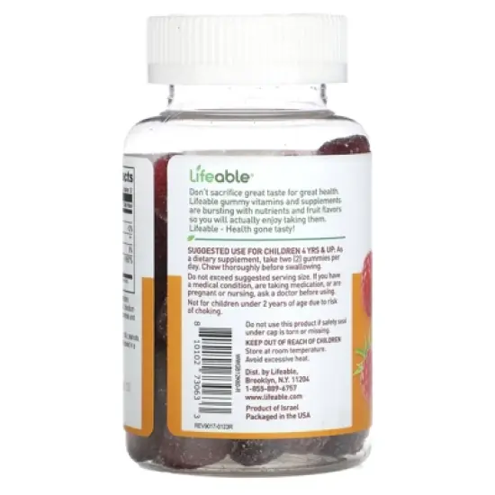 Lifeable Kids Vitamin B12 Gummies, Natural Raspberry, 60 Gummies (500 mg per Gummy) image {2}