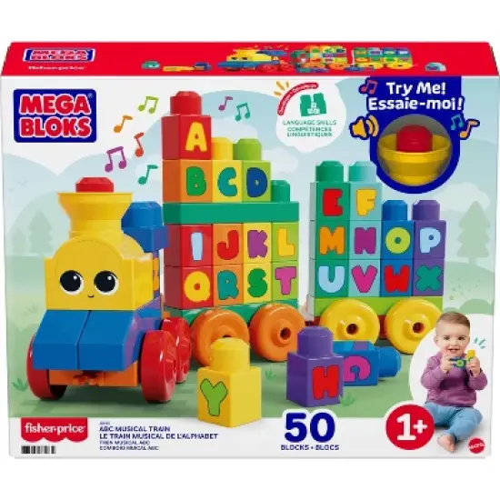 Mega Bloks ABC Musical Train Toy Building Blocks with Music - 50pc image {5}