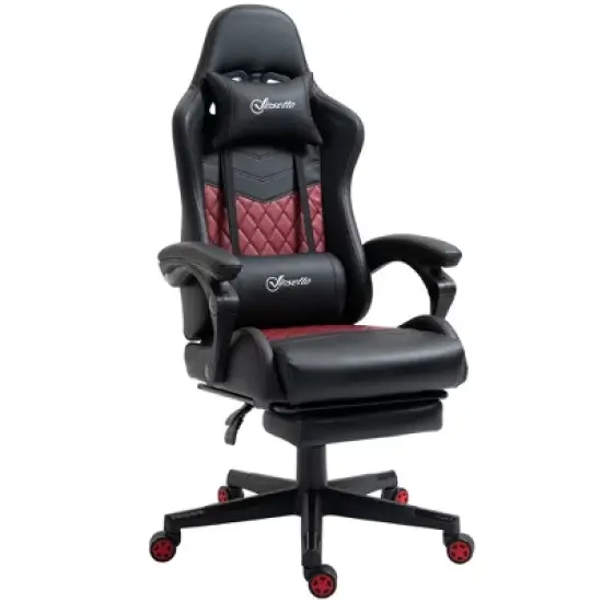 TiramisuBest Racing Gaming Chair, PU Leather, Ergonomic, Adjustable, Footrest, 5 Wheels, 274 lbs Max Load image {10}