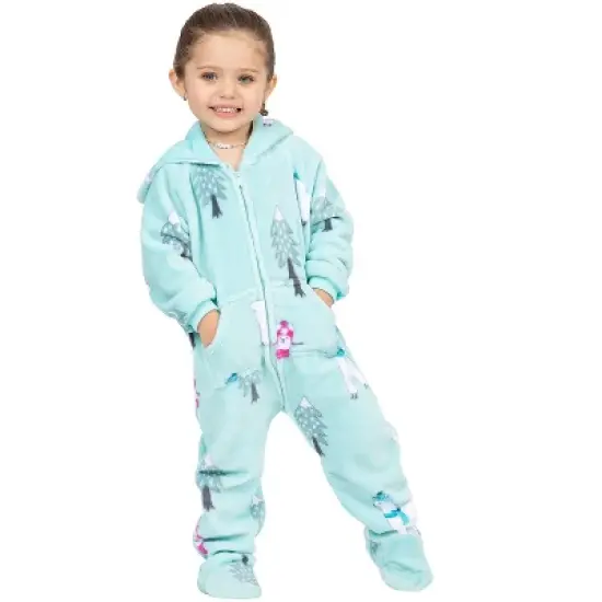 Footed Pajamas - Winter Llamas Toddler Hoodie Chenille Onesie image {1}