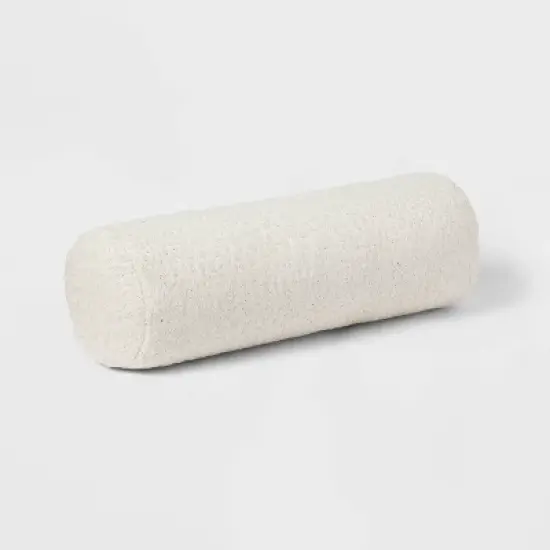 8"x22" Luxe Jacquard Cheetah Round Decorative Pillow Ivory - Threshold&trade; image {2}