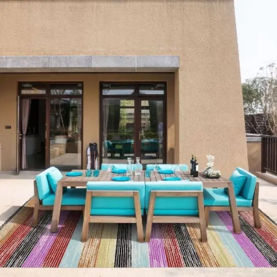 7'9" x 10'2" New York Patio Sofia Estelle Indoor/Outdoor Rug Red/Pink - Nicole Miller image {6}