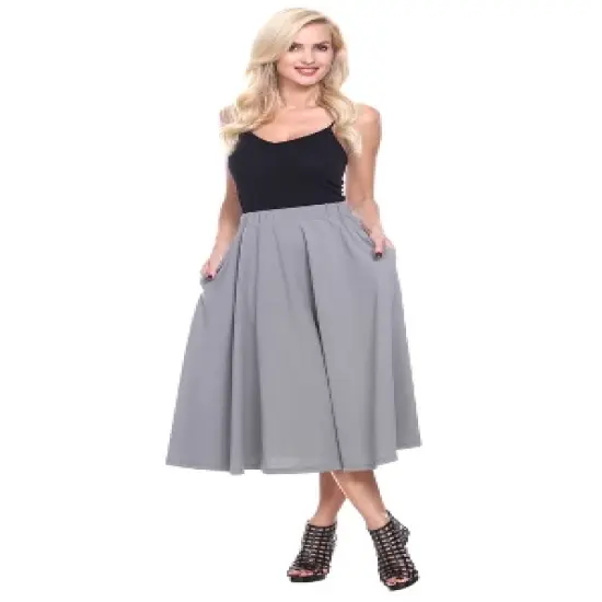 Women's Flared Midi Skirt with pockets - White Mark image {12}