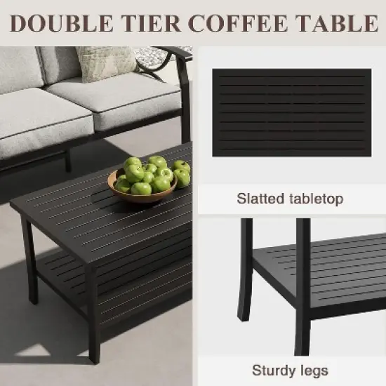 Heynemo Outdoor Patio Furniture Set, 2 Piece Patio Conversation Set, Metal Furniture Set with 3 seat Sofa image {4}