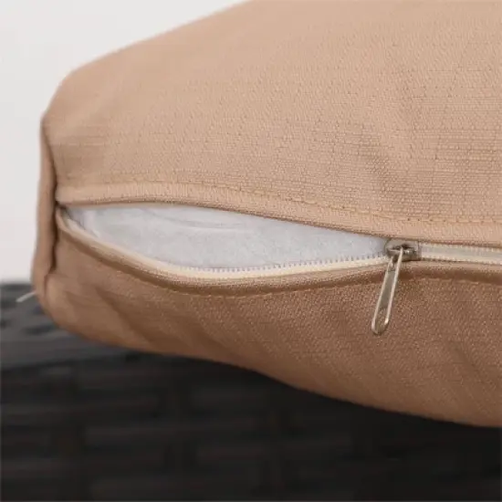 3pc Steel & Wicker Outdoor Conversation Set with Square Coffee Table & Cushions - Captiva Designs
 image {6}