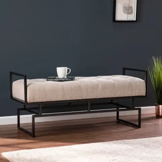 Tedges Upholstered Bench Beige/Gray - Aiden Lane image {3}