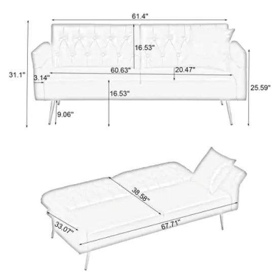 67.71 Inch Polyester sofa bed with adjustment armres image {5}