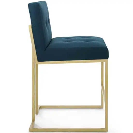 Privy Stainless Steel Upholstered Fabric Counter Height Barstool Gold - Modway image {3}