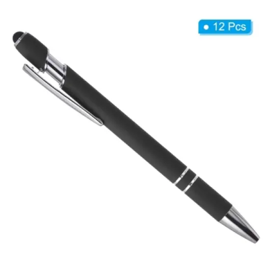 Unique Bargains Metal Black Ink Medium Point 2 in 1 Ballpoint Pen with Screen Touching Tip Style 1 12 Pcs image {2}