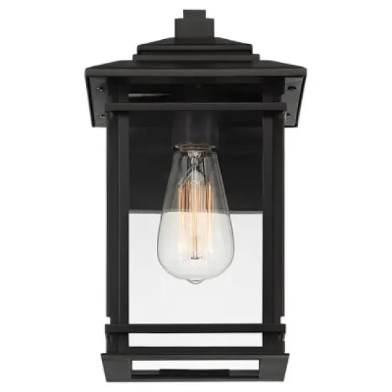 John Timberland North House Mission Outdoor Wall Light Fixtures Set of 2 Matte Black 12" Clear Glass for Post Exterior Barn Deck House Porch image {7}