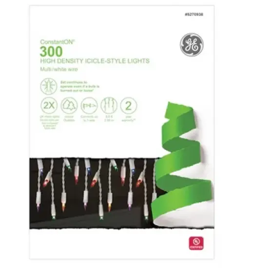 GE ConstantON 300-Count High Density Multi-Color Mini Incandescent Icicle Lights image {3}