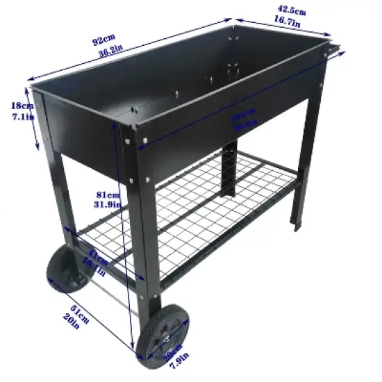 Mobile Metal Raised Garden Bed Cart with Legs, Elevated Tall Planter Box with Wheels image {1}