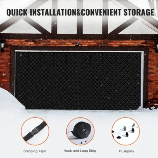VEVOR Garage Door Screen for Winter, 18x7FT, Garage Door Insulation Kit, Magnetic Thermal Insulated Door Curtain with 300D Oxford Fabric, Black image {6}