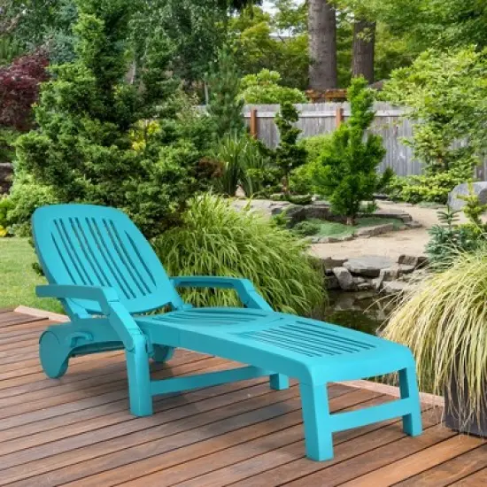 Costway Patio Adjustable Chaise Lounge Chair Folding Sun Lounger Recliner w/ Wheels Grey/Black/Coffee/Turquoise image {11}