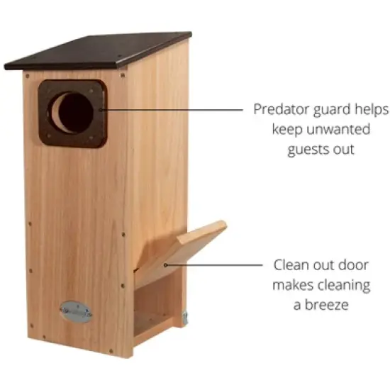 JCS  Wildlife Cedar Wood Duck House with Recycled Poly Lumber Roof and Predator Guard image {6}