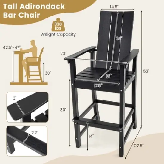 Costway Tall Adirondack Chair with Ergonomic Backrest Armrests & Footrest for Backyard Black/Gray/Navy/Turquoise image {2}