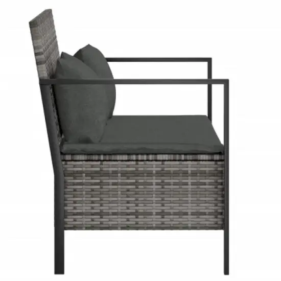 vidaXL Patio Furniture Outdoor Seating with Cushions for Deck Poly Rattan - Gray image {3}
