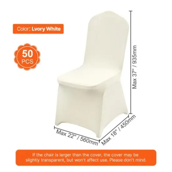 VEVOR Stretch Spandex Folding Chair Covers, Universal Fitted Chair Cover, Removable Washable Protective Slipcovers,for Wedding,  (50PCS Ivory White) image {7}