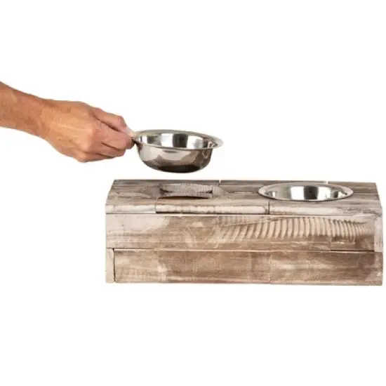 Huntley Pet Elevated Dog and Cat Double Bowl Feeder Stainless Steel Bowls (Berjen, Small) image {6}